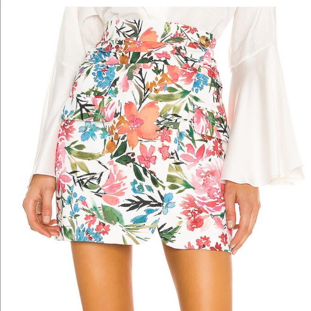 NWT C/MEO COLLECTIVE Digress Mini Skirt in Ivory Floral - Size XL